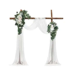 VEVOR Artificial Wedding Arch Flowers Kit, White Wedding Arch Flowers with Drapes Kit (Pack of 4) - 2 Pcs Floral Arrangement, 2 Pcs Sheer Drapes, for Ceremony Bouquets Reception Backdrop DecorationSummervibes