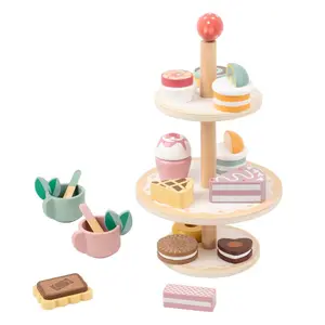 Afternoon Tea Wooden Kitchen Toy, Play Kitchen Accessories, 1 Set Simulation Dessert Role Play Toy, Montessori Early Educational Toys, Gift for Children