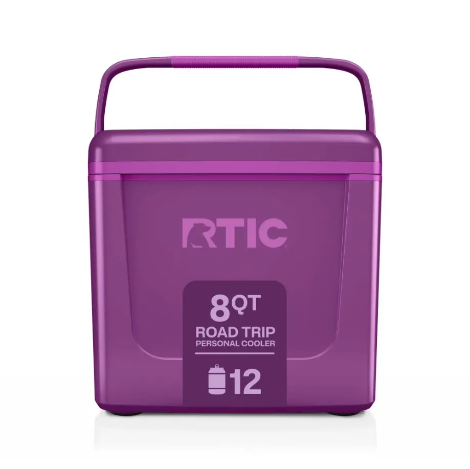 RTIC Road Trip 8 Qt Hard-Sided Personal Cooler, Fits 12 Cans, Berry Jam