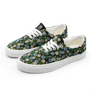 Retro Green Base Floral Low-Top Skate Shoes Unisex Classic Breathable Canvas Comfortable Versatile American Street Style Casual Sneakers Full Sizes 35–48 Durable Non-Slip Rubber Outsole Perfect for All Seasons Standout Design Unique Not a Match for Others