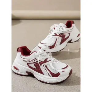 Women’s fashionable patchwork lace-up platform sneakers-casual, comfortable, breathable sports shoes with a round toe that go with everything, ideal for everyday wear.1123