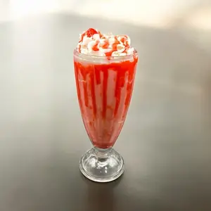 Strawberry Milkshake Candle - Pink Drink with Whipped Cream Topper Design & a strawberry