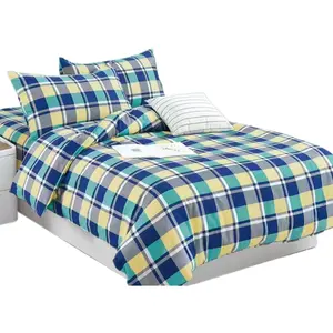 3-Piece Pure Cotton Bedding Set - Striped Plaid Design, Breathable Fabric, Collegiate Style - for University Dorms, Single & Bunk Beds, Single Beds
