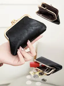 Women's Fashionable Solid Color Short Wallet, Casual PU Leather Zipper Coin Purse, Multi-functional Wallet for Daily Use, Fashionable Card Holder