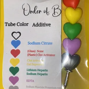 Order of Blood Draw Beads, Plebotomy Badge Buddy Clip