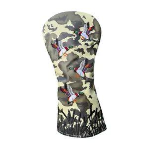 Mallard Camo Golf Headcover With Reeds And Flying Ducks High Quality Protection For Golf Enthusiasts Unique Design