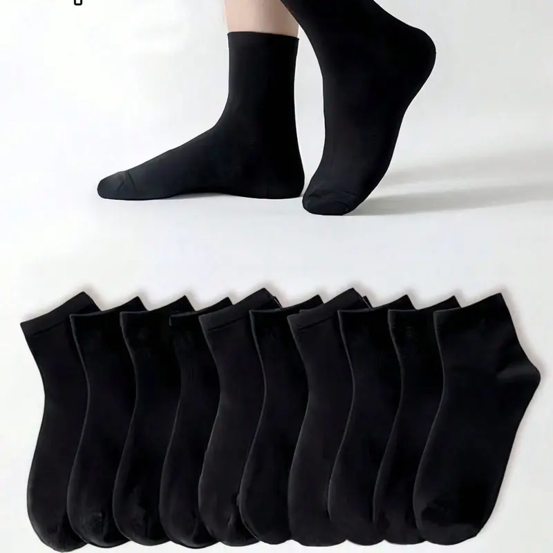 Women's Lightweight Breathable Aesthetic Ankle Socks, 5/10 Pairs, Plain Design, Soft Comfort Fit, Casual Daily Wear, All Seasons, Ankle Solid Socks