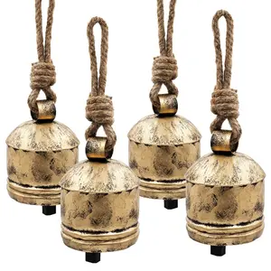D4.5x6.1" Iron Hanging Bell, Decorative Hanging Ornaments for Holiday Party Decorations, Set of 4