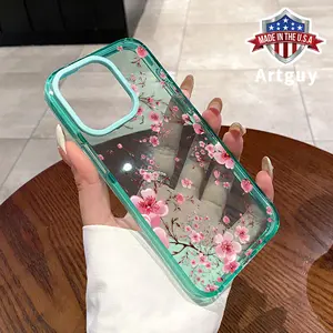 Phone Case for iPhone 16 Plus 15 Pro Max 14 13 12 11 Pink Cluster Flowers Pattern Non-Yellowing Shockproof Soft Silicone Transparent Cover