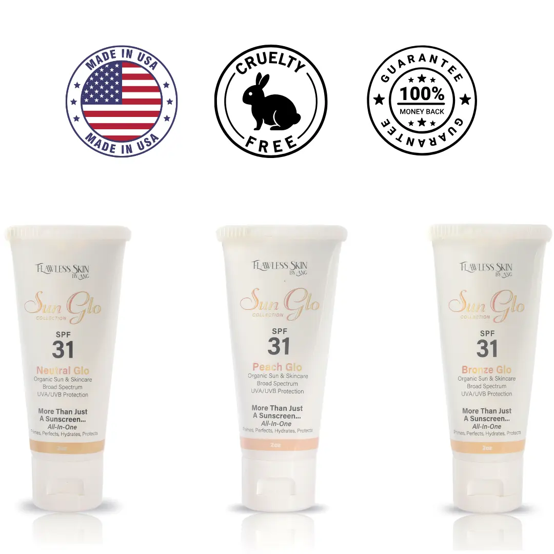 Sun Glo Organic CC Cream & Sunscreen SPF 31, 2oz - Primes, Perfects, Hydrates, Protects, Hydrating Formula with Jojoba & Olive Oil, Lightweight Coverage for Flawless Skin
