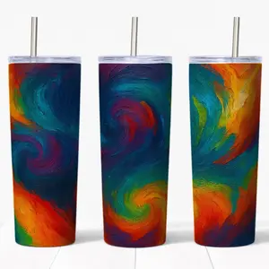 20oz Colorstorm Tumbler – Art in Every Sip, Stainless Steel, Vibrant Abstract Design, Includes Clear Lid & Straw, Perfect for Cozy Mornings & Studio Sessions