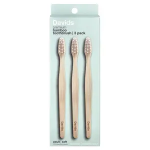 Davids Premium Bamboo Toothbrush, Soft, Adult, 3 Toothbrushes