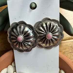 Pink conch concho earrings