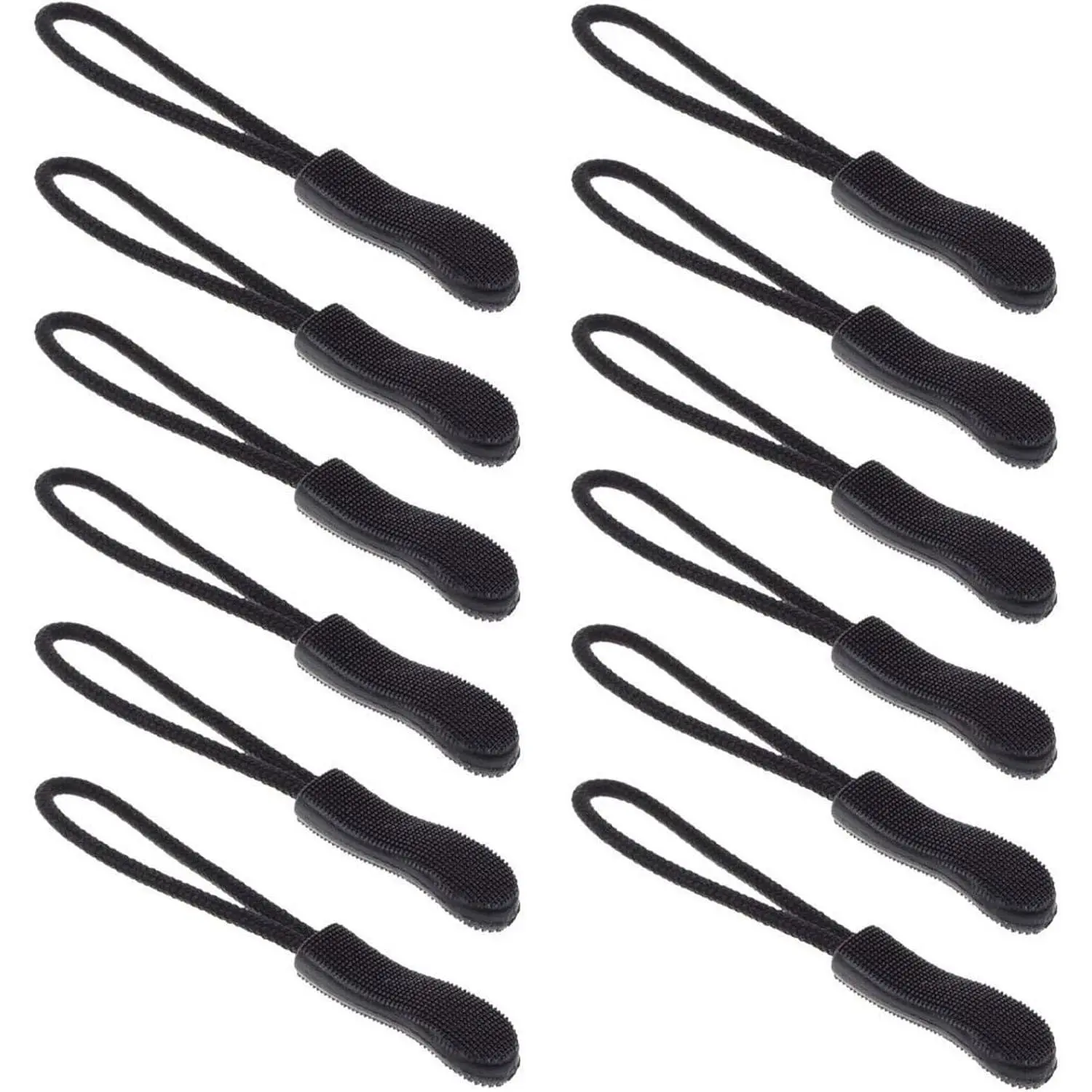 ipper Pulls for Backpacks, Bags, Jackets and Luggage, Black, 12 Pack