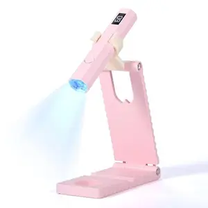 Handsfree LED Nail Lamp: Quick Dry UV Nail Light with Foldable Stand Visible LCD 20/60s Timer Rechargeable Portable Cordless Gel Lamp Gel Tip Glue Rhinestone Decorations
