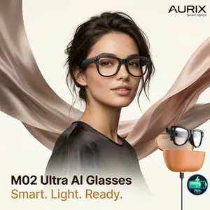 M02 Ultra Multi-Use AI Smart Glasses with Blue Light Lenses, Sunglasses and Photochromic Lenses, 8MP Capture, WiFi 4, BT5.3 for Office, Travel and Sports