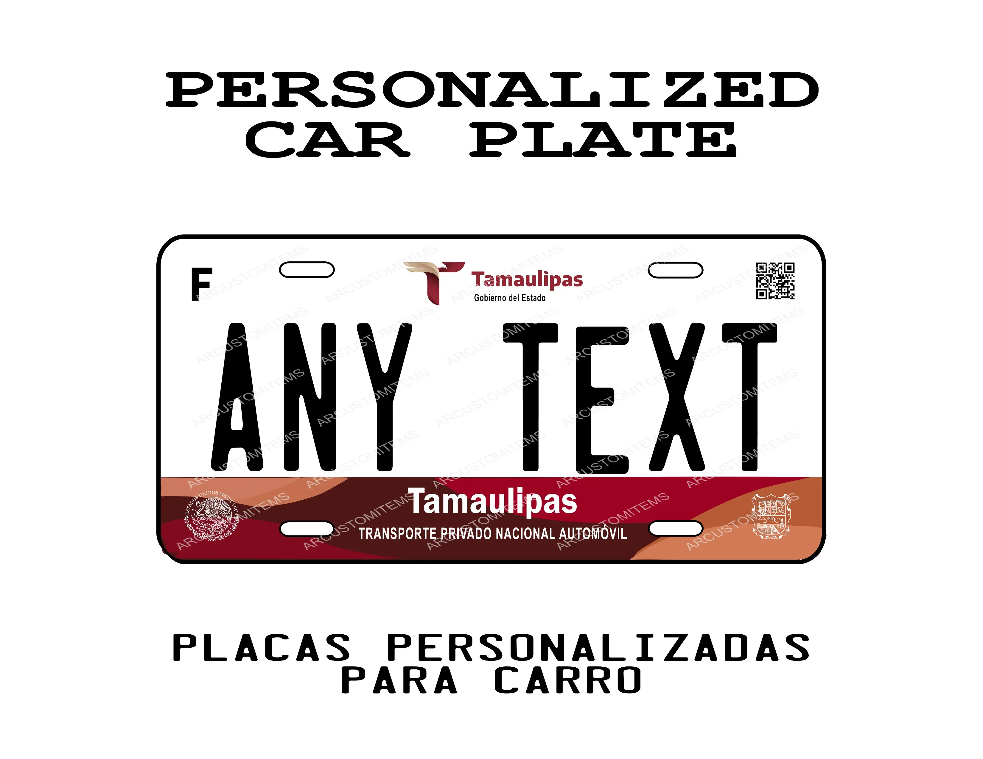 Custom Car Plate Tamaulipas Decorative Placa Personalizada de Tamaulipas