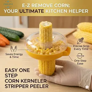 Kitchen Helper Easy Peel One Step Corn Kerneler Stripper Peeler E-z Remove Corn,Corn Kerneler Remover Cutter Peeler Stripper Thresher Kitchen Tool