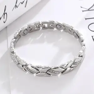 Women's leaf bracelet, pure copper magnetic bracelet with diamonds, 3500 gauss effective magnet, outdoor fun