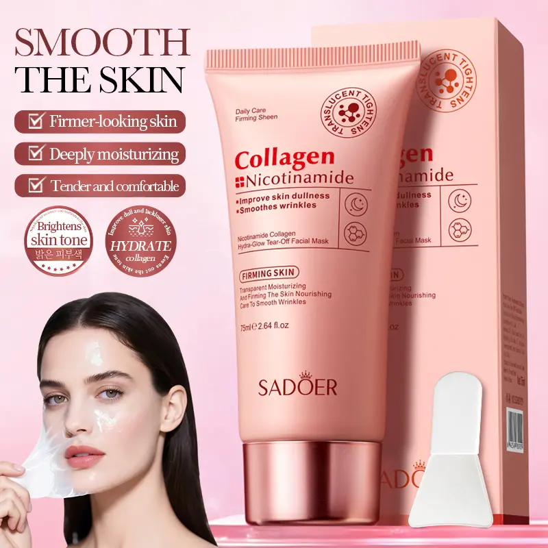Overnight Collagen Peel-Off Wrapping Mask with Niacinamide & Hyaluronic Acid - Moisturizer for Dewy Glass Skin, Aesthetic Glow, Deep Hydration & Elasticity