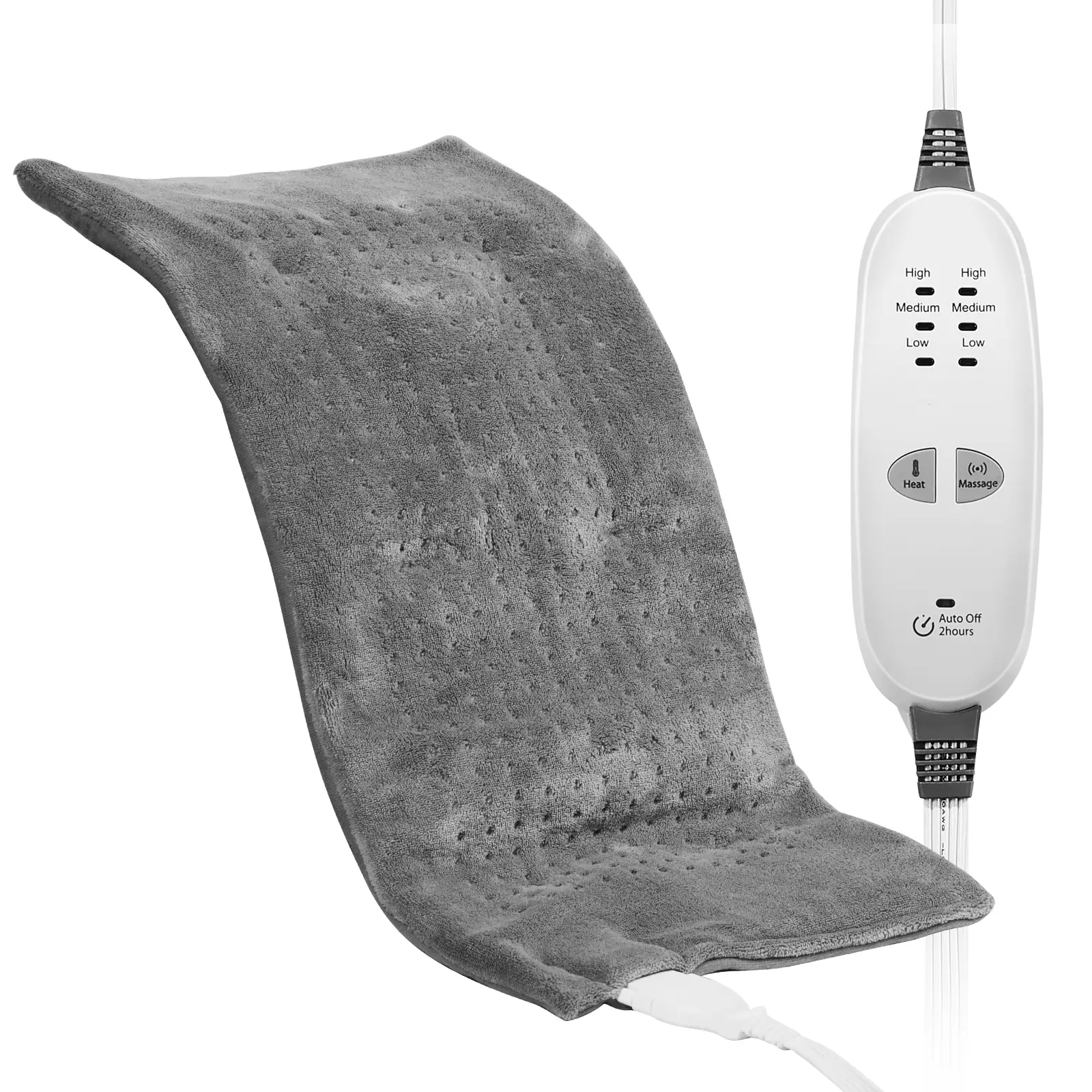 VEVOR Massaging Weighted Heating Pad, Electric Heating Pad with Massaging Vibrations, 2-hour Auto-Off, 3 Heat Settings and 9 Massage Modes, 12" x 24",