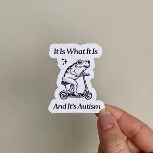 It is What It Is and It's Autism Sticker - Funny Frog Sticker, Cowboy Frog Sticker, Weirdcore Stupid Stickers, and Mental Health Stickers