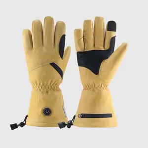 Arcfomor Vellum 2.0 Premium Goatskin Heated Gloves, 7.4V Rechargeable Battery Winter Work Gloves for Men Women, High-Dexterity Touchscreen Heated Liner for Equestrian, Commuting & Skiing