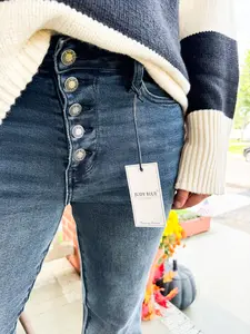 Judy Blue "Dark Horse" Button Fly Hem Destroy Straight Jeans