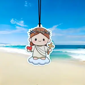 Car Air Freshener | Car Interior Decoration Accessories | Gentle Natural Jasmine Aroma for a Comfortable Driving Atmosphere | Cartoon Jesus Car Fragrance Hanging Tablets | Must‑Have Fashion Auto Interior Accessories for Believers | Car Ornaments