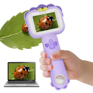 LELESUN Lion Handheld Microscope for Kids – 2.4" IPS Screen, 500X Zoom STEM Science Toy, Rechargeable Gift for Ages 3–10