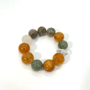 Natural Golden Healer Quartz, Green Phantom Quartz & Clear Quartz Bracelet for Women, Fortune-Attracting Beaded Design, Minimalist Luxury Hand Jewelry