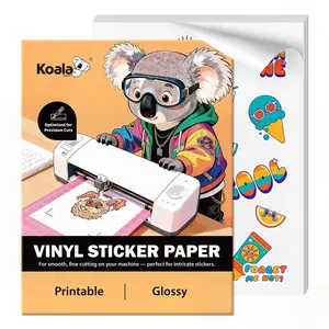 KOALA Easy-Cut Glossy Printable Vinyl Sticker Paper for Inkjet & Laser Printers– Tailored for Cutting Machines, 8.5"x11" 25 Sheets