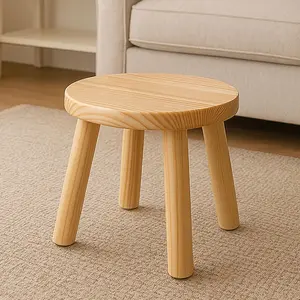 Holiday-Ready Solid Wood Step Stool  – Non-Slip, Easy to Clean, Perfect for Bathroom, Playroom, Living Room (Natural)