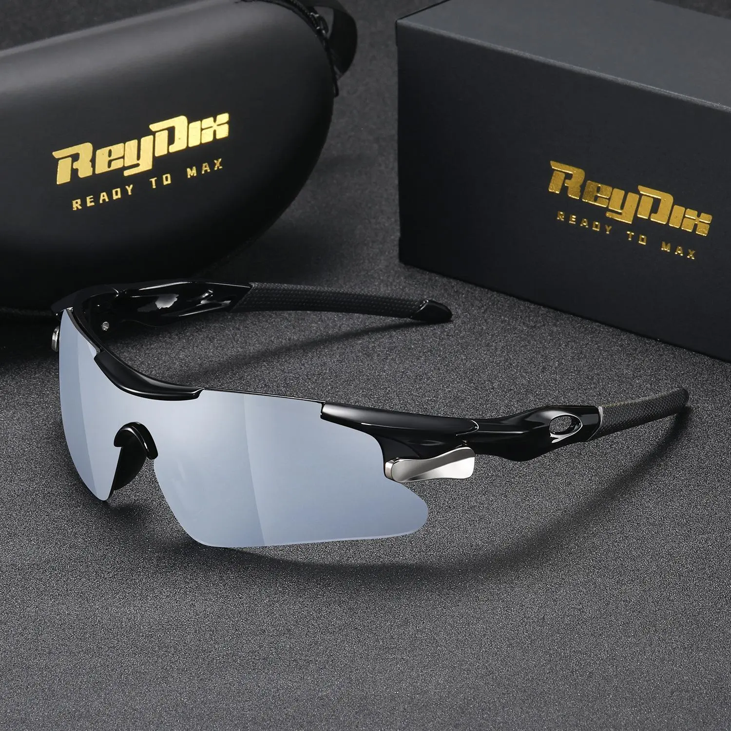 ReyDix Unisex Half-Frame Irregular Shaped Sunglasses Outdoor Cycling Sports Sunglasses UV400