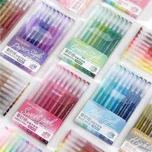 9pcs Morandi Color Gel Pens Set, Gradient Colors, Clear Barrel, 0.6mm Ballpoint, Drawing & Highlighting, Back to School Supplies, Premium Paint Pens, Watercolor Pens