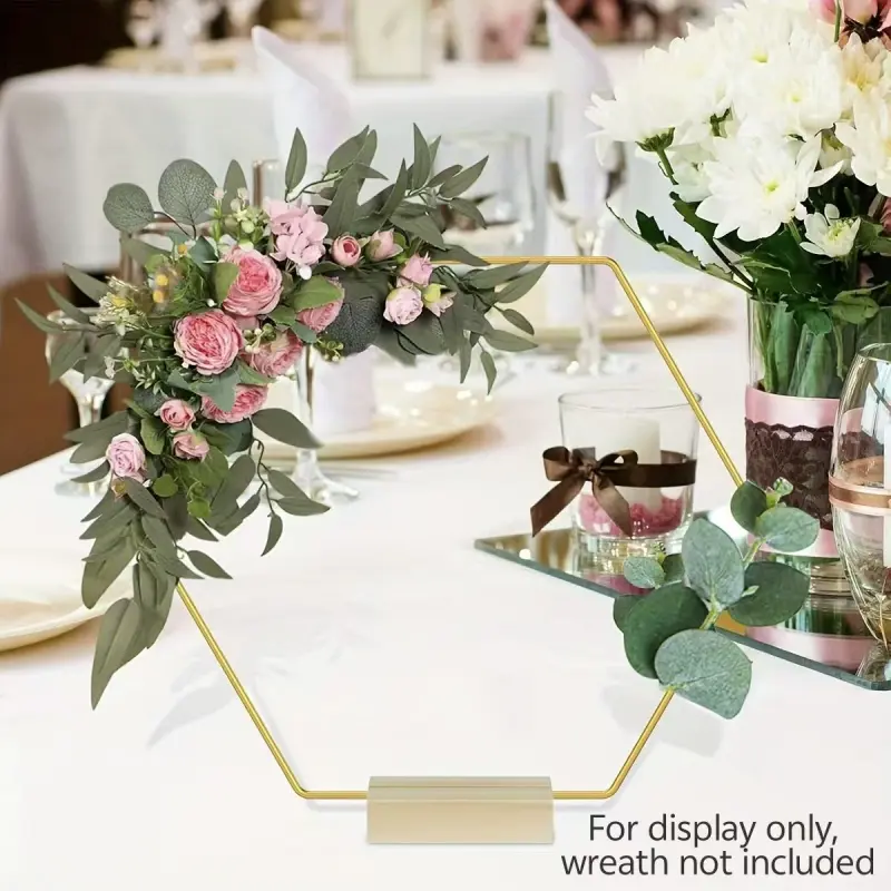 7.87"x9.06" Gold Hexagon Decor Stand, Sturdy Metal Centerpiece for Birthdays, Graduations & All Events