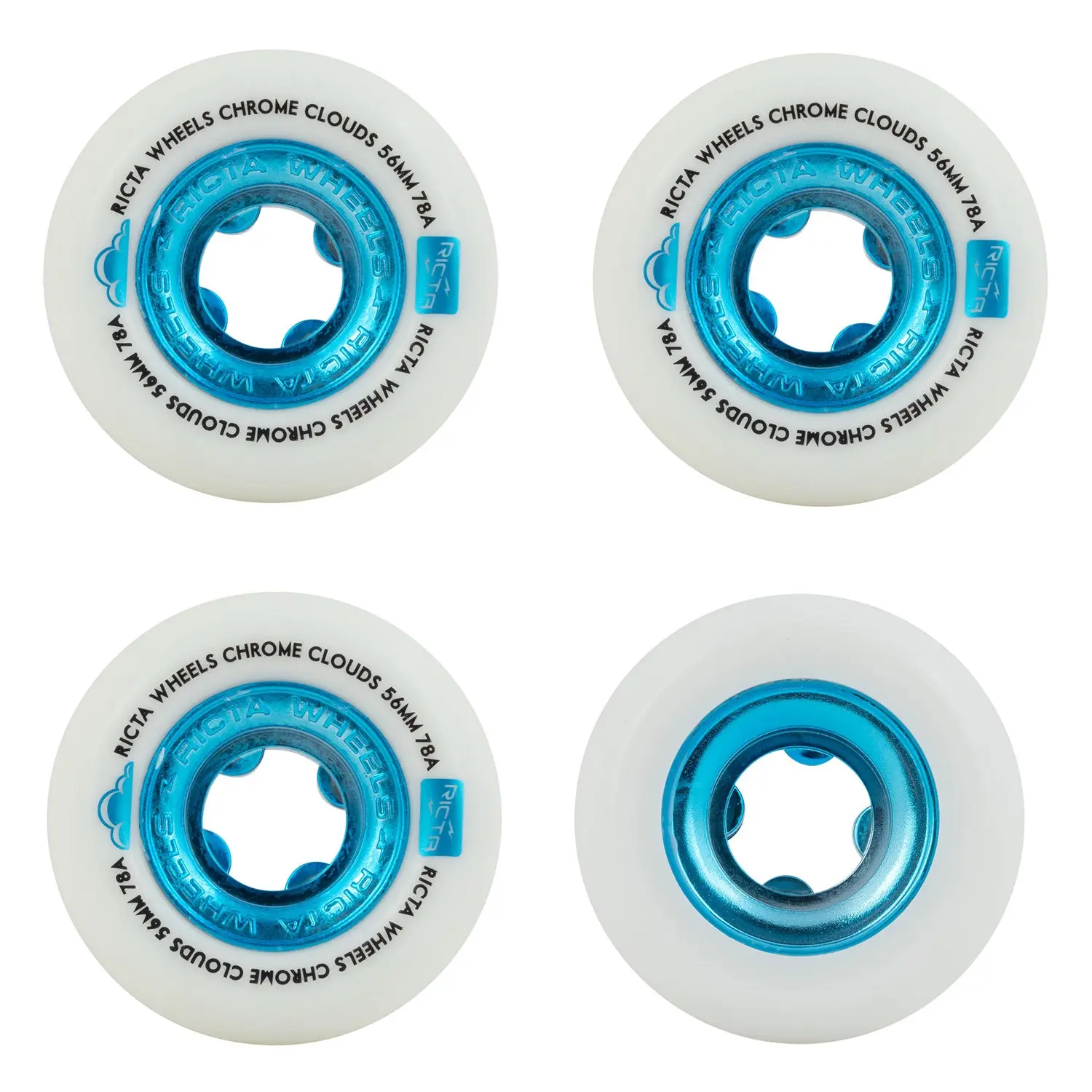 Ricta Wheels 56mm Chrome Clouds 78A Blue Ricta Wheels 56mm Chrome Clouds 78A Blue