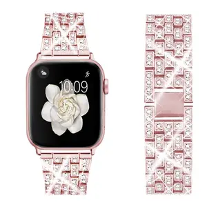 Diamond Blocks Bling Metal Band for Apple Watch 38/40/41mm & 42/44/45/46/49mm