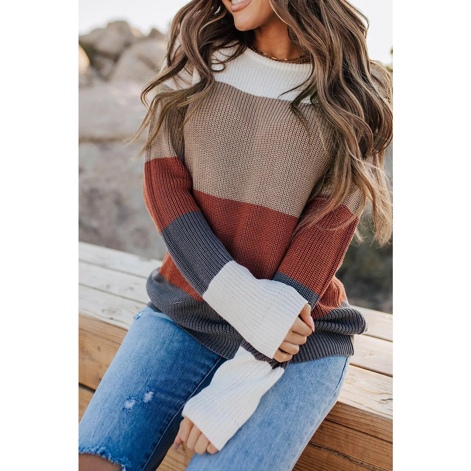 Color Block Knitted Sweater