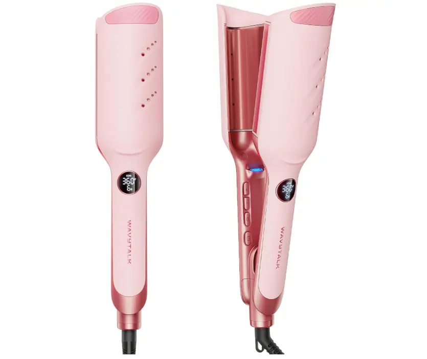 Wavytalk Power Wave Hair Crimper, Ionic Hair Waver for Less Heat Damage | Beach Waves Curling Wand, Crimping Iron, Ventilation Design for Less Damage, Ionic Reduces Frizz, Dual Voltage Curling Iron