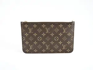Pre-owned Louis Vuitton coated canvas Clutches & Wristlets 【senza2】Beige Interior Neverfull Detachable Pouch