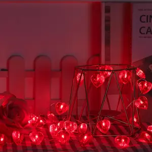 2 Pack Valentines Day Decor, Total 100LED 8 Modes  Operated w/Timer  Cut Red Heart Twinkle Fairy String Lights for Weddings Mother's Day Indoor Outdoor  Valentines Day Decorations