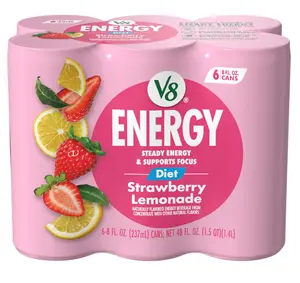 V8 Energy Diet Strawberry Lemonade Juice Energy Drink, 8 fl oz Can (6 Pack)