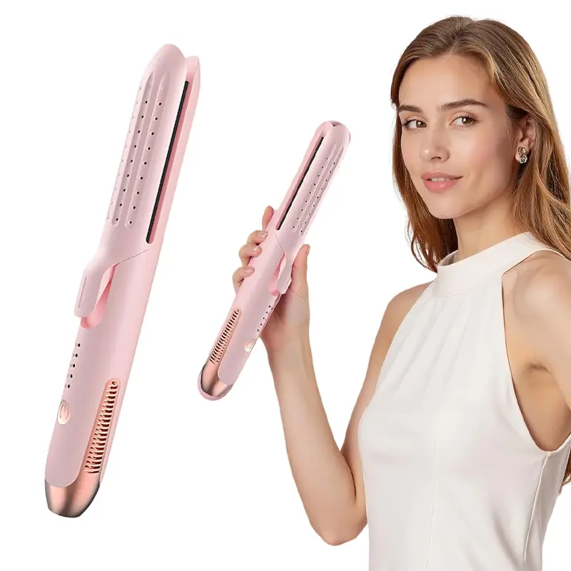 Straightening Wand 2 in 1 Negative Hair Straightening and Curling Iron Cooling Air Vents to Set Curls Adjustable Temp Anti-Scald Design for Travel
