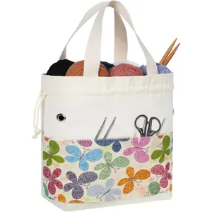 Yarn Bag, Knitting Crochet Tote Bag, Yarn Storage Bags Organizer, Crochet Bags for Crocheting Project, Store Skein Ball, Short Knitting  (Butterfly)