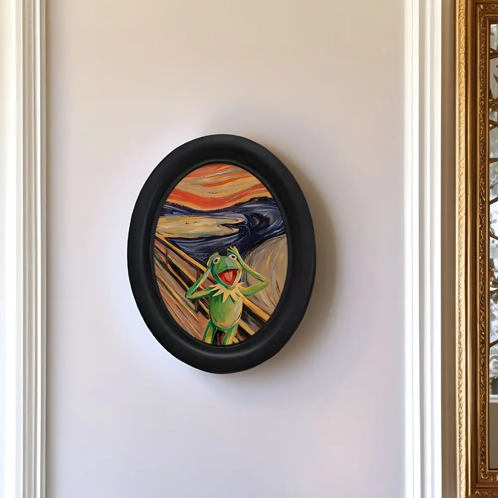 Vintage Art Style Abstract Screaming Frog Decorative Home Item, Perfect for Halloween Christmas Thanksgiving Wall Decoration, Abstract Pattern Print, Decorative Ornament