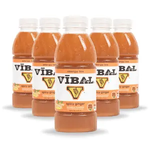 VIBAL ENERGY TEA - Spicy Ginger - Green Tea Energy Drink - Light & Refreshing Iced Tea with Honey, Ginger Juice & The Perfect Balanced Boost