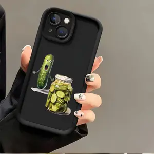 Phone case: Funny pickled cucumber creative pattern, new groove stepped mobile phone case, fun, simple and fashionable personality trend for men and women suitable for iPhone 17 E Air Pro ProMax iPhone16 15 14 Plus 13 12 Mini 11 X XS XR