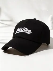 1pc black plaid embroidered baseball cap -"HotRing "retro casual cap for men and women is suitable for outdoor activities and sun protection, spring and autumn travel and beach vacation.