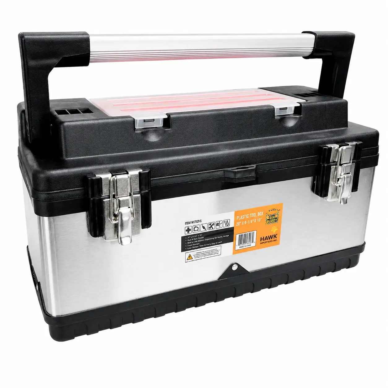 Heavy Duty Steel & Plastic Tool Box, Lift Out Tray